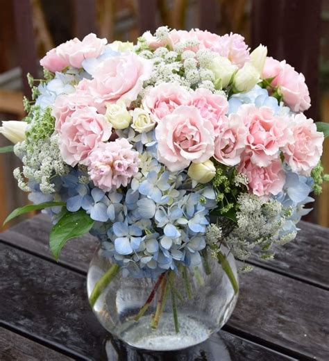 Pink and Blue Flower Centerpieces for Wedding Decor