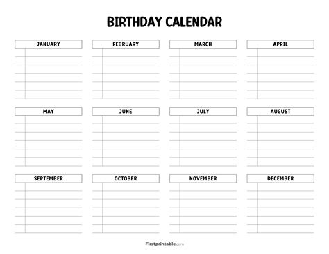Create Free Printable Birthday Calendar