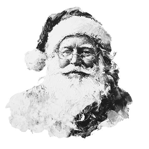 Black And White Santa Claus Artwork, Black And White, Santa Claus ...