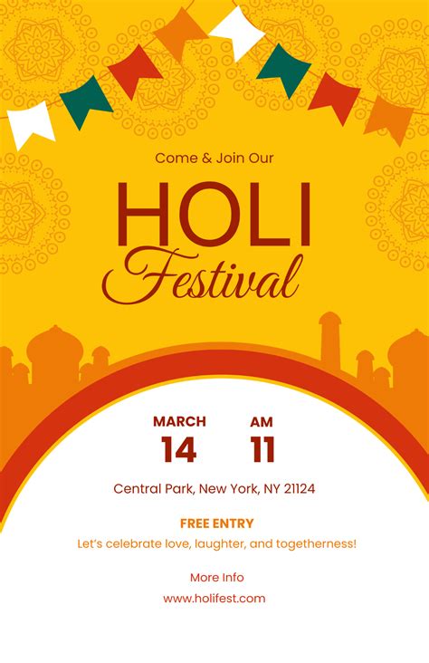 Free Creative Holi Festival Poster Template to Edit Online