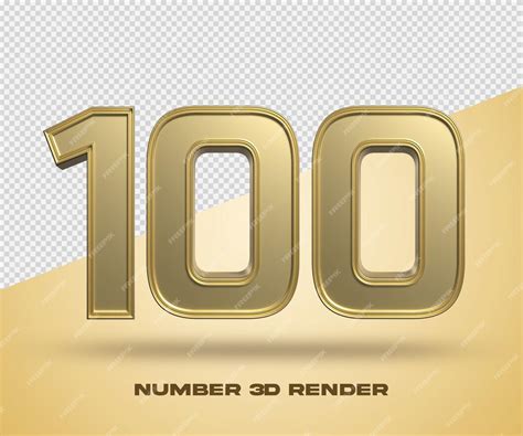 3d render number 100 gold color | Premium PSD