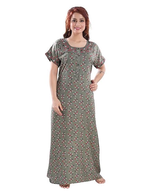 Buy Sage Green Alpine Cotton Designer Nighty – 9shines label