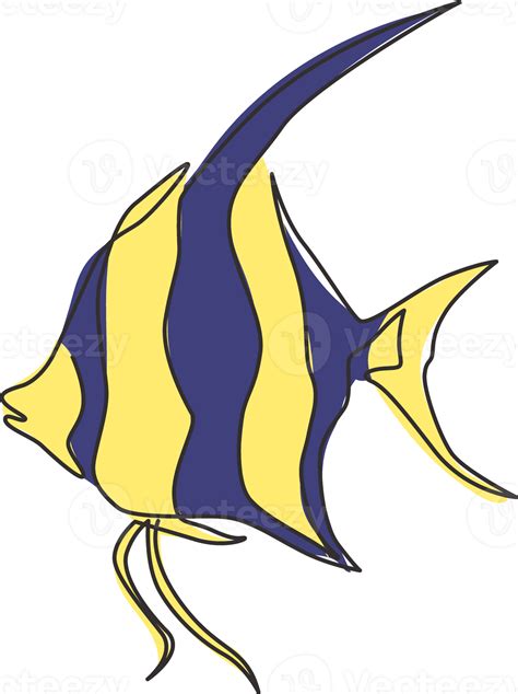 Single continuous line drawing of adorable freshwater angelfish for ...