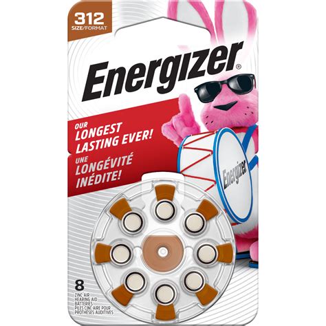 Energizer Hearing Aid Batteries Size 312, Brown Tab, 8 Pack - Walmart.com
