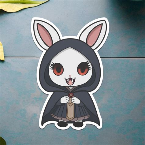 Vampire Bunny Sticker | Kawaii Gothic Bunny Decal | Cute Vampire Rabbit ...