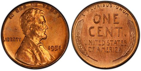 1958 1C Doubled Die Obverse, RD (Regular Strike) Lincoln Cent (Wheat ...