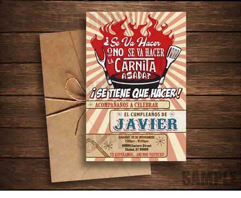 Carne Asada Invitacion BBQ Birthday Spanish Cumpleanos Barbeque Tacos ...