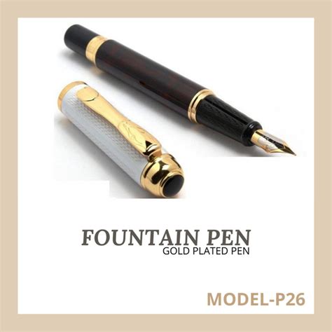 Hayman Dikawen 24 CT Gold Plated Fountain Pen with Box (P-26) – Hayman Pens