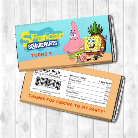 Chocolate Wrapper - SpongeBob SquarePants - Kimmi.10 Personalised ...