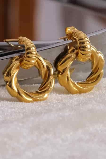Buy Gold Plated Allure Hoop Earrings by Anushka Jain Jewellery Online ...