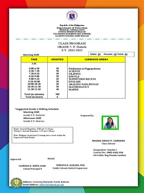 Image result for Grade 5 Class Program