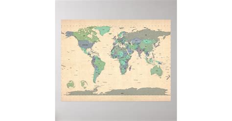 Detailed World Map Poster 的图像结果