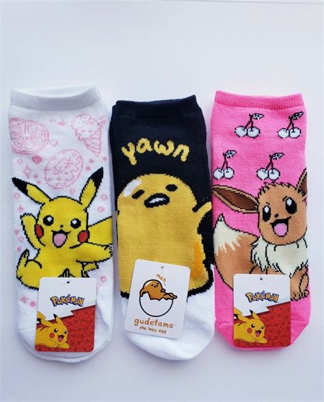 Buy Bundle lot Pikachu Pokemon Eevee Gudetama ankle socks Pair! One ...
