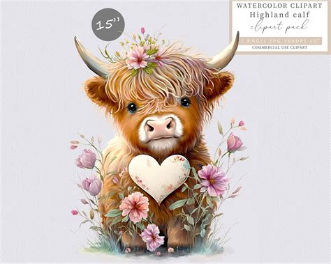Highland Baby Cow Clipart, Calf Clipart, Cow Clipart, Highland Cow ...