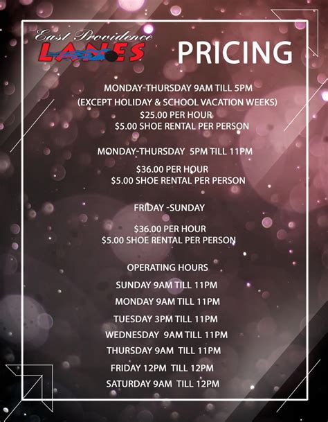 Hours and Rates | East Providence Lanes