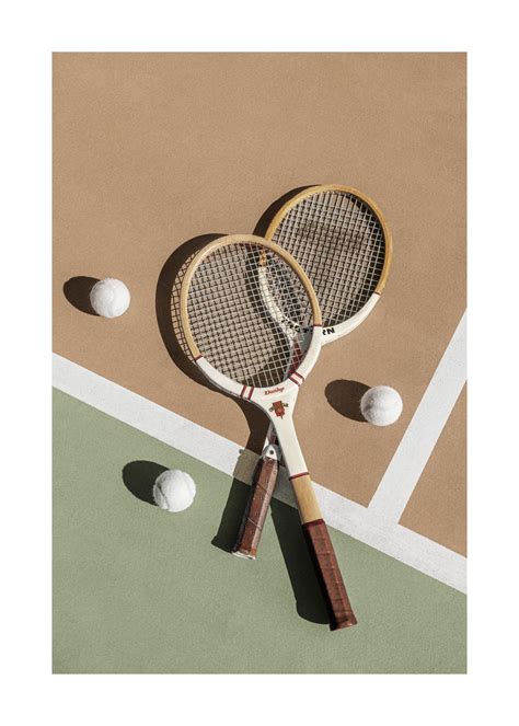 Two Vintage Tennis Rackets Poster | Classic Tennis Court Art Print ...