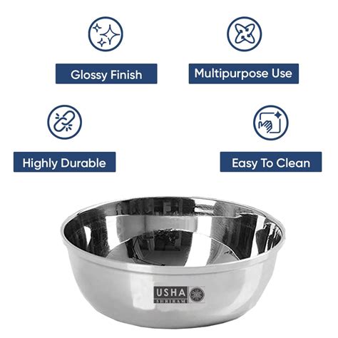 Stainless Steel Bowl Set (6 Pcs) | Deep Base Easy to Clean – GB Usha