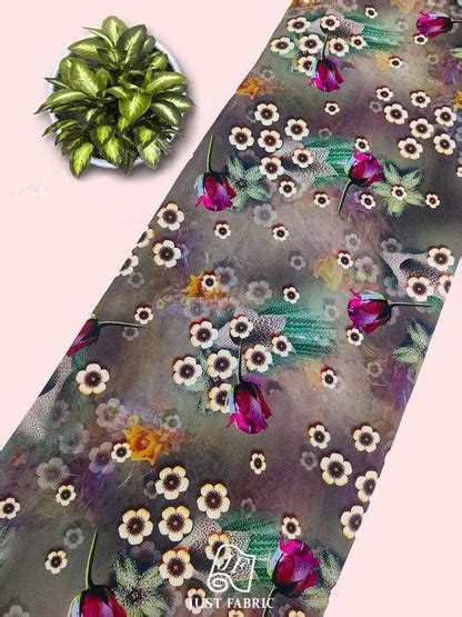 Digital Floral Print All over on Fine & Soft Crepe Fabric ( 44" Inch W ...