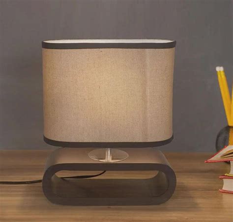 Buy Asian Style Capsule Shaped Dark Brown Table Lamp For Bedside Table ...