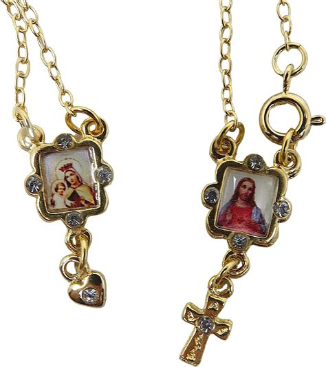 Buy Gold Tone Scapular with Our Lady of Mount Carmel and Sacred Heart ...