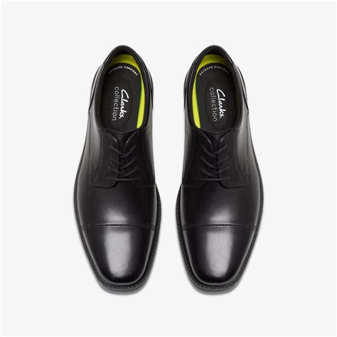 Mens Wenham Cap II Black Leather Derby Shoes | Clarks Outlet