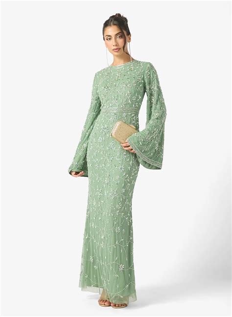 MARYISA Eliza Modest Embellished Sequin Flared Sleeve Maxi Dress for ...