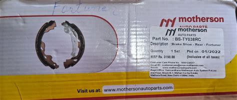 Toyota Fortuner - Rear Brake Shoe - BS-TY038RC - Motherson – Motorparts ...