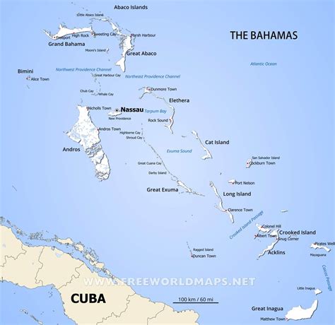Bahamas Map; Geographical features of Bahamas of the Caribbean ...