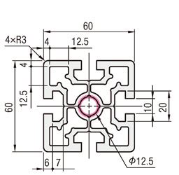 8-45 Series Aluminum Frame - Square 60x60mm, 4 Side Slots, A6N01SS-T5 ...