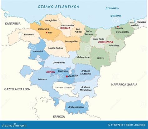 Basque Country Administrative and Political Vector Map in Basque ...