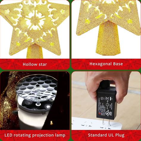 Buy JARDIN Christmas Tree Topper , 3D Hollow Christmas Star Tree Topper ...