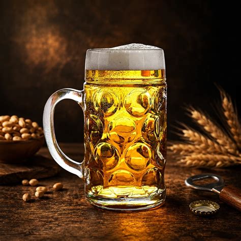 Buy 500ML Dots Large Beer Mug with Handle, Heavy Glass Beer Stein Mug ...