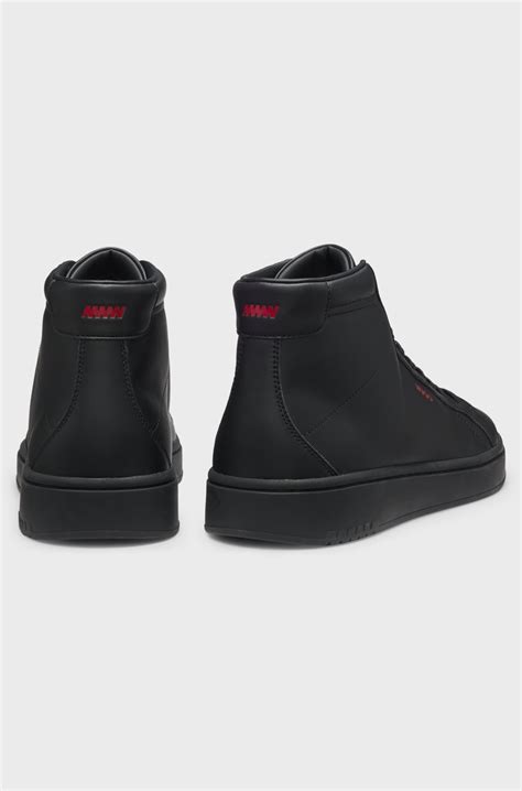 HUGO - High-top trainers in faux leather - Black
