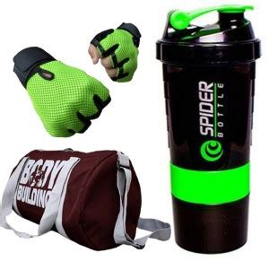 Rocket Sales Combo Of BodyBuilding Gym Bag, Gloves (Green) And Spider ...
