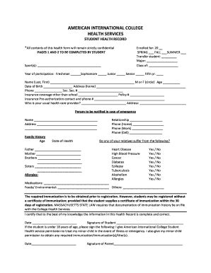Fillable Online aic american international college immunization form ...