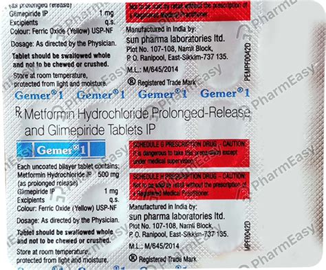 Gemer 1mg Strip Of 15 Tablets: Uses, Side Effects, Price & Dosage ...