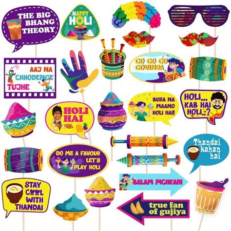 Festiko Holi Photo Booth Props Holi Decoration Items for Party [11pcs ...