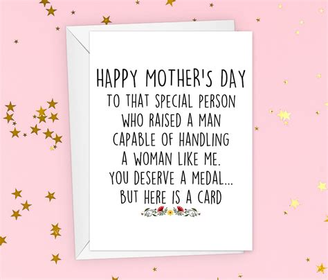 Happy Mother's Day for Mother-in-law Funny Card, Humorous Mother in Law ...