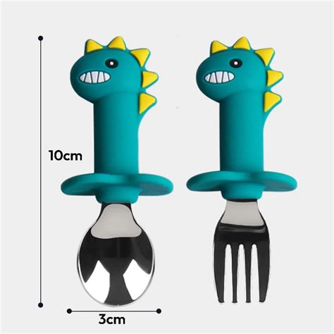 Baby Spoon & Fork Set, Safe Silicone Handle, BPA-Free