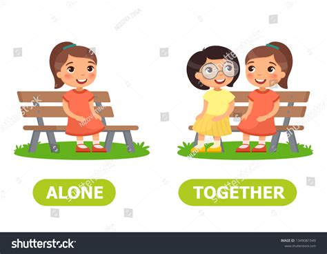 Alone Together Antonyms Word Card Vector Stock Vector (Royalty Free ...