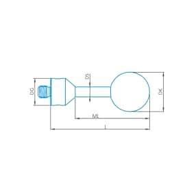 Stylus straight M5, DK21.431 L80 - M5, Styli straight, tungsten carbide ...