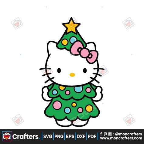 Funny Christmas Tree Hello Kitty Svg Instant Download Instant Download ...