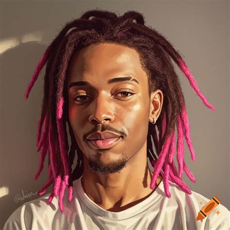 Light-skinned Black man with pink-tipped dreadlocks on Craiyon