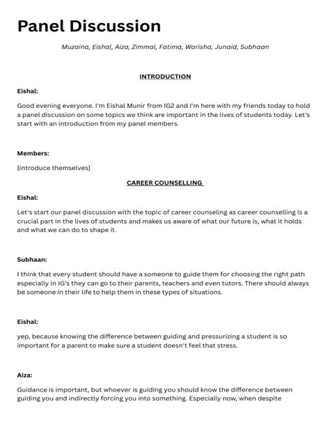 Image result for Student Panel Discussion