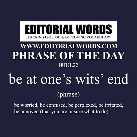 Phrase of the Day (be at one’s wits’ end)-18JUL22 - Editorial Words