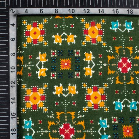 Forest Green And Honey Yellow Patolaa Pattern Digital Print Viscose Na ...