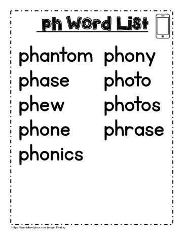 ph word lists Worksheets