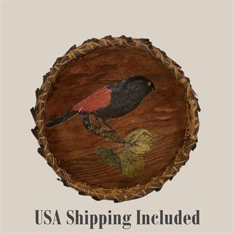 Vintage Pine Needle Basket With Child's FOLK ART Decoupage Circa 1940 ...