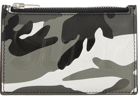 SUPREME LEATHER ZIP CARD HOLDER SNOW CAMO