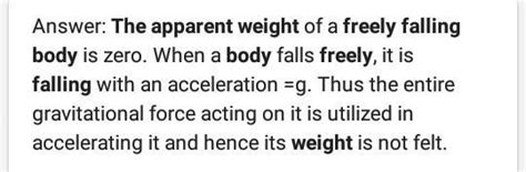 the apparent weight of an freely falling body - Brainly.in
